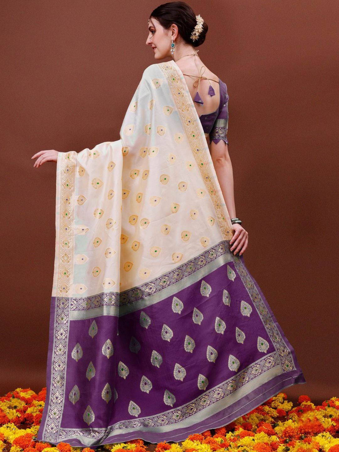 KALINI Woven Design Zari Banarasi Saree