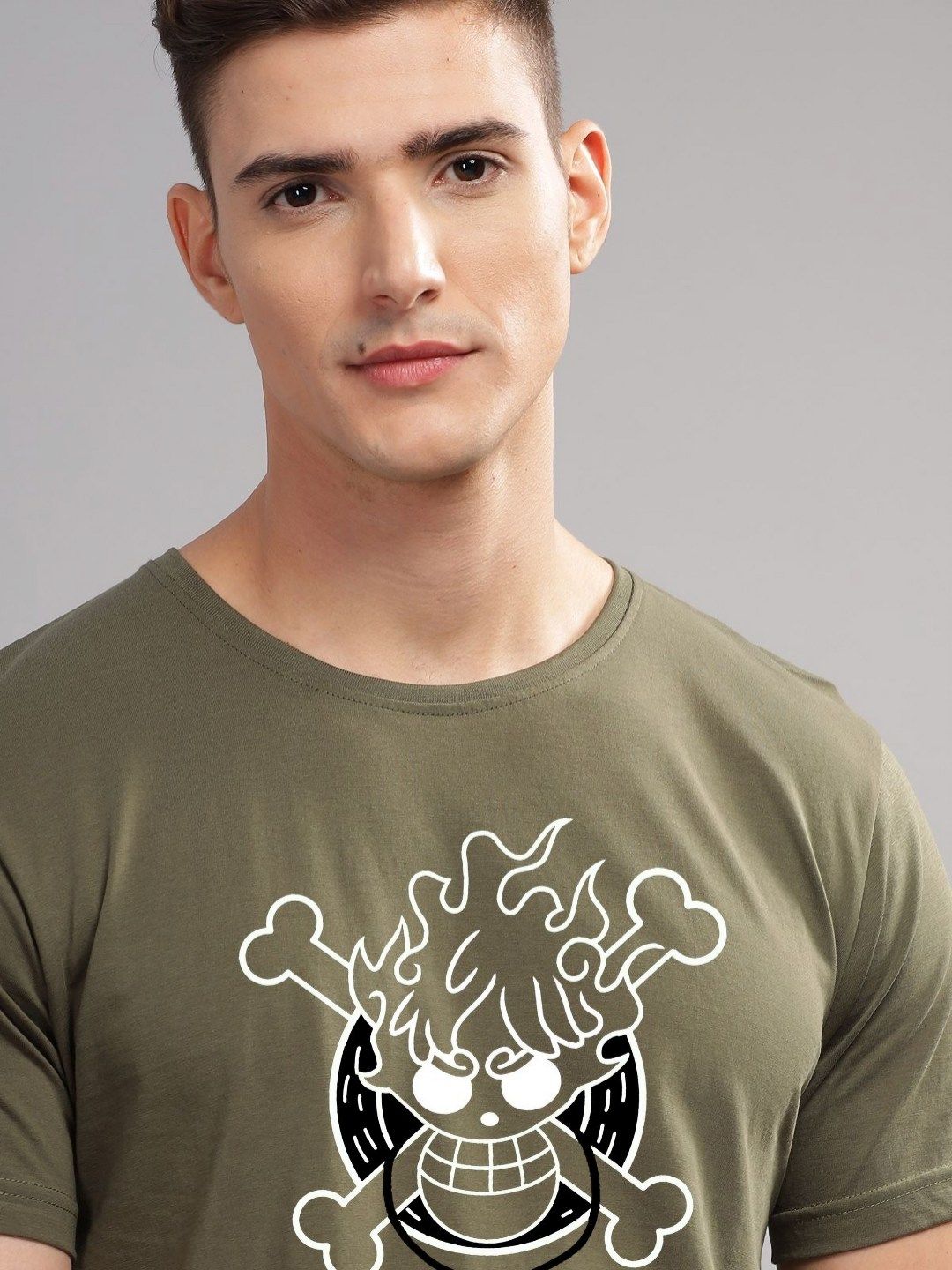 ADRO Men Printed Raw Edge T-shirt