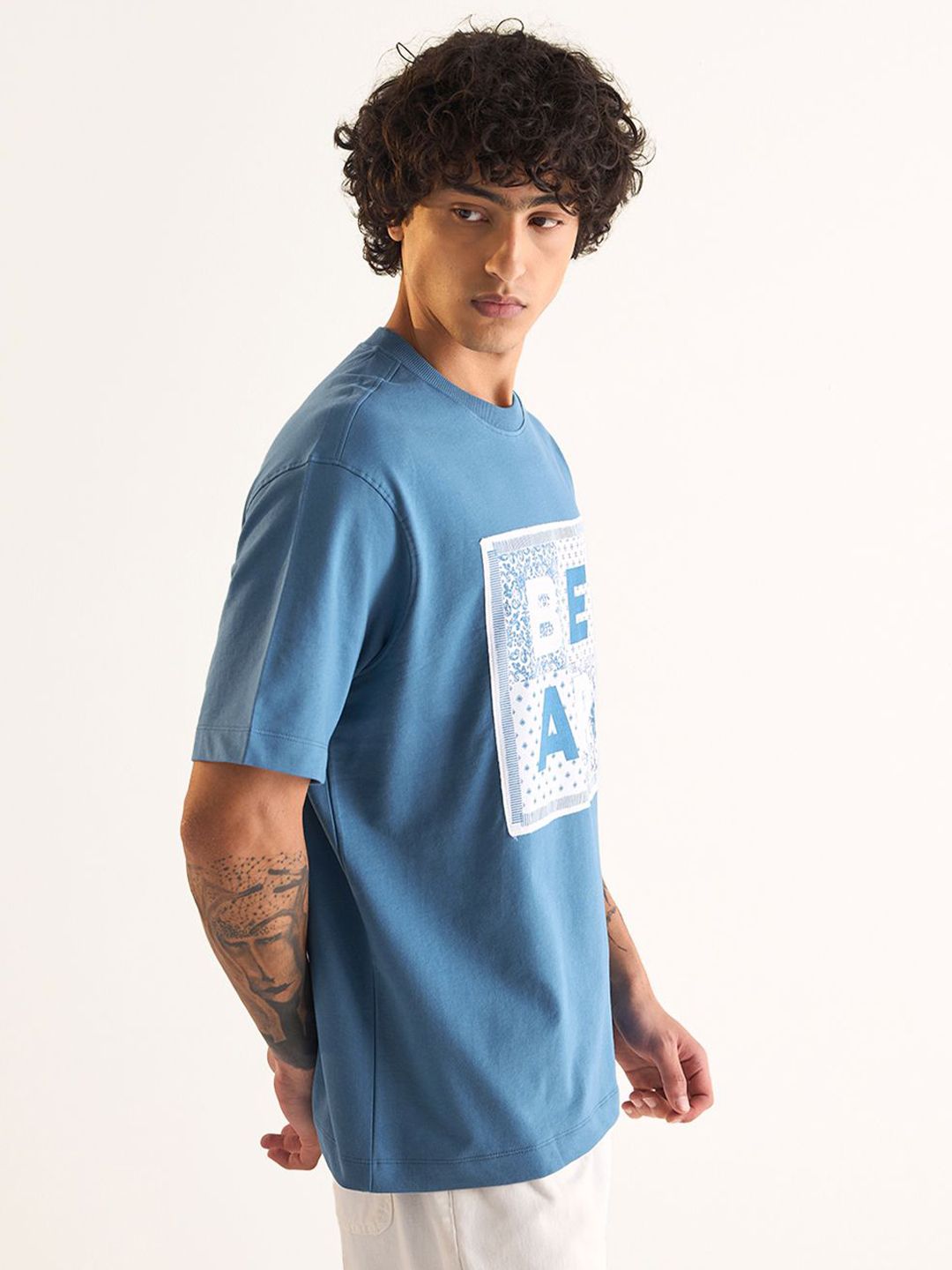 THE BEAR HOUSE Men Printed Drop-Shoulder Sleeves T-shirt