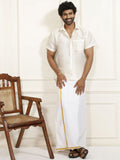 VASTRAMAY Shirt Collar Shirt With Veshti