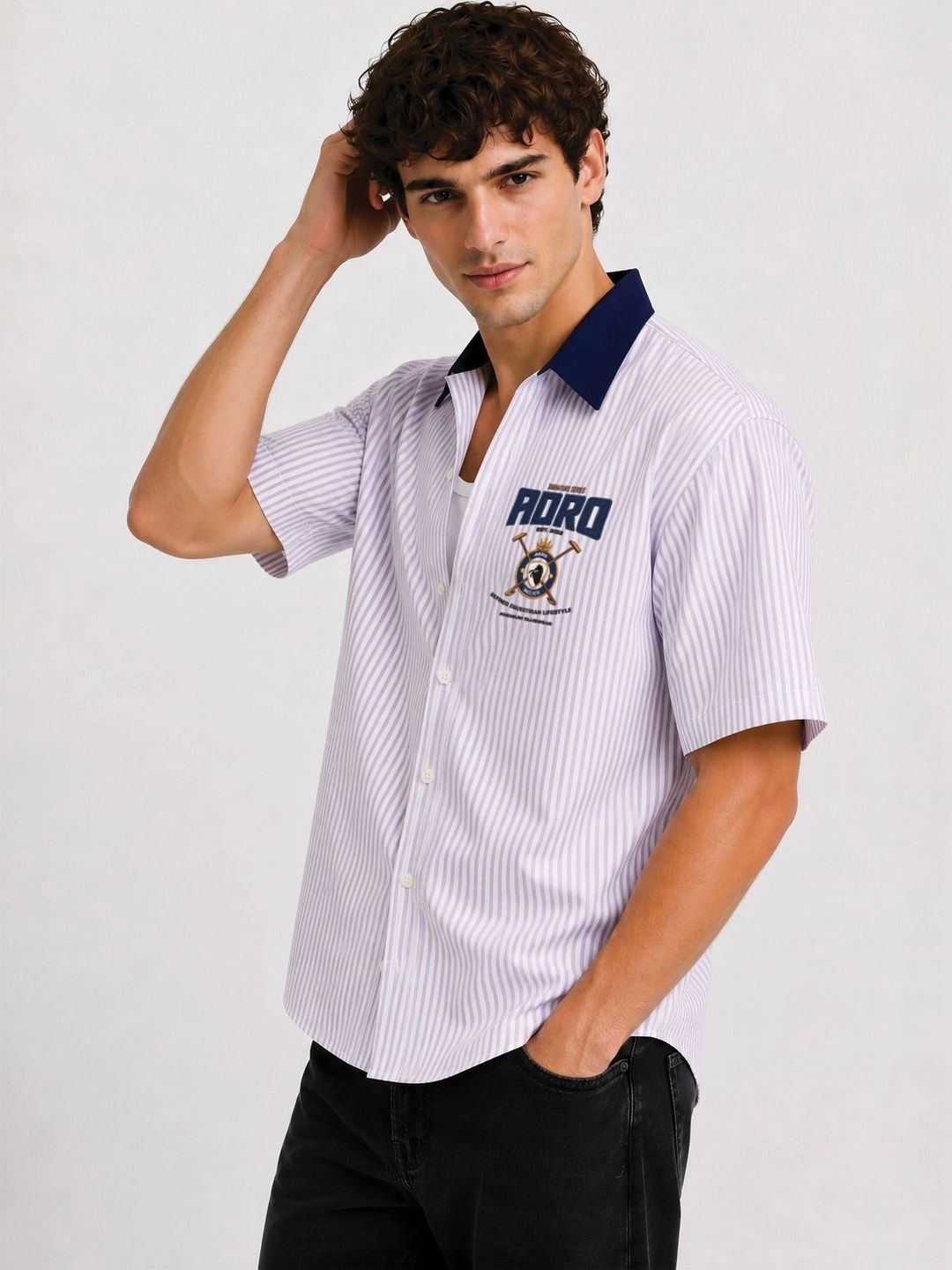 ADRO Men Relaxed Striped Casual Shirt
