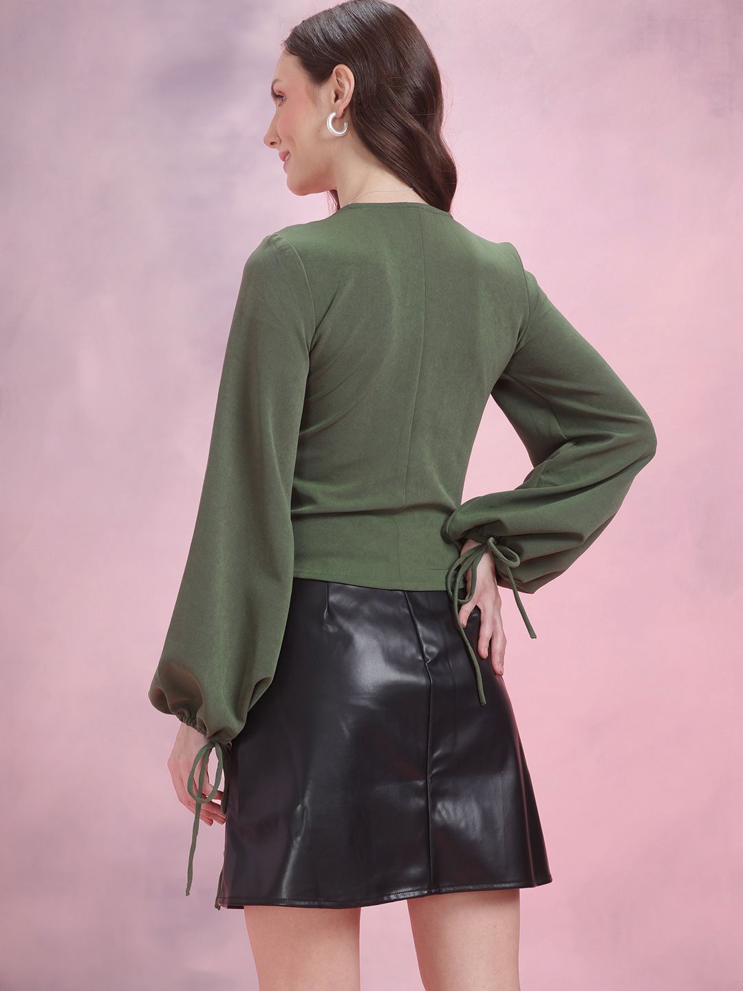 DressBerry Ruched Puff Sleeve Top