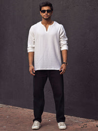 Powerlook Men Self Design Mandarin Collar India Slim Casual Shirt