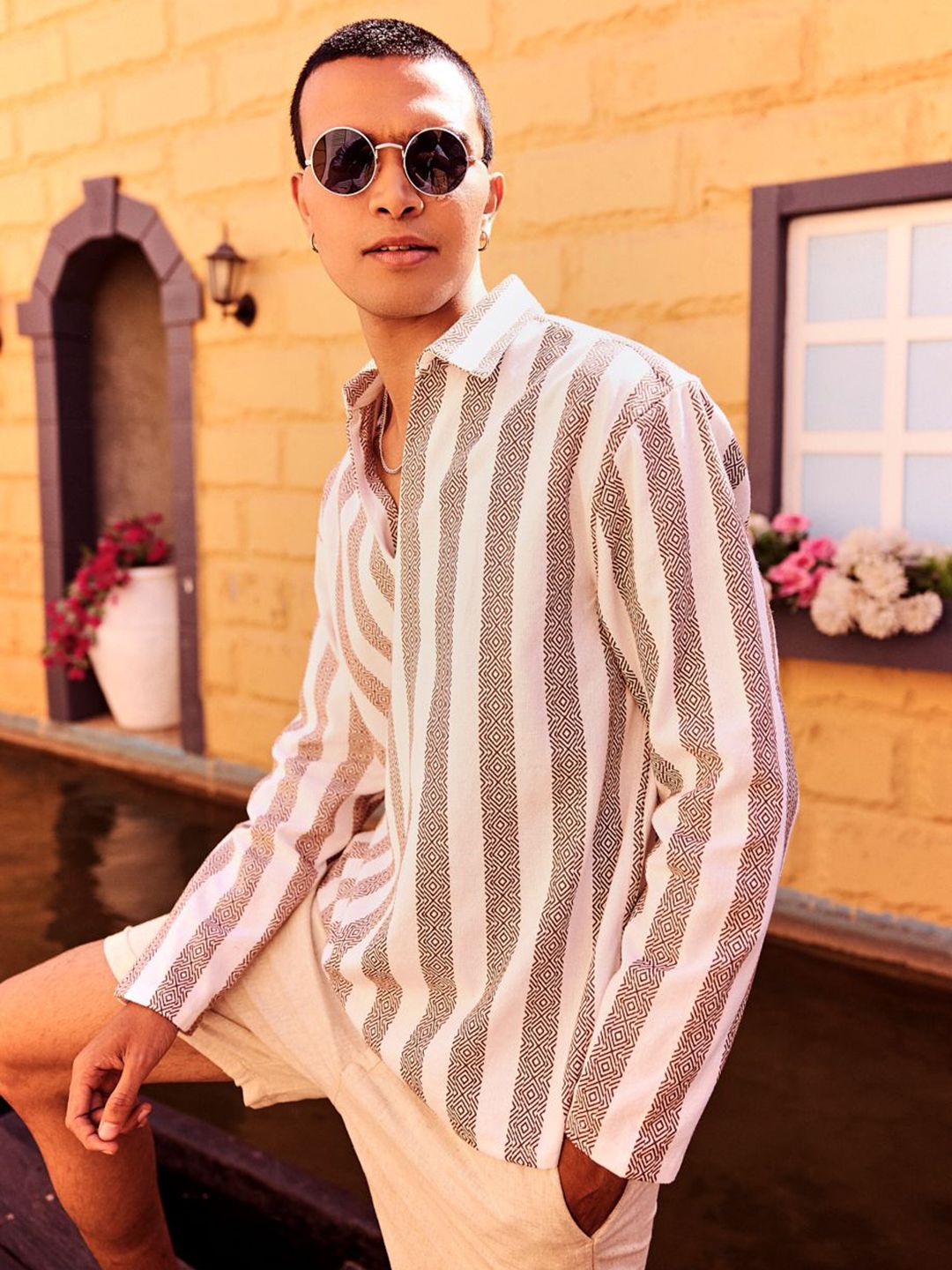 VASTRADO Classic Striped Polo Collar Jacquard Slim Fit Cotton T-Shirt