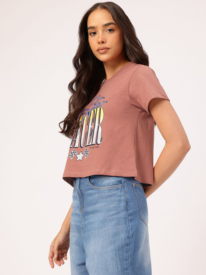 DressBerry Vintage Racer Printed Crop T-shirt