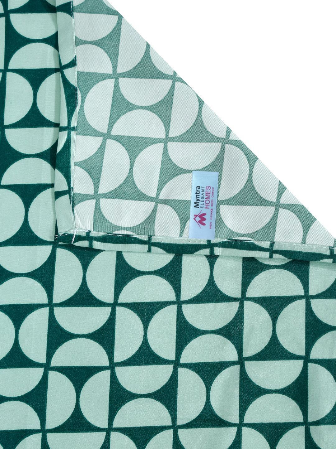 Myntra Elegant Homes Green Geometric 300 TC Single Bedsheet with 1 Pillow Covers