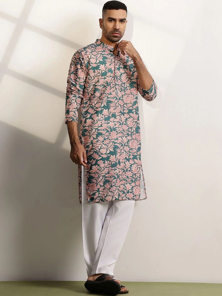 Anouk Men Floral Printed Regular Kurta with Trousers