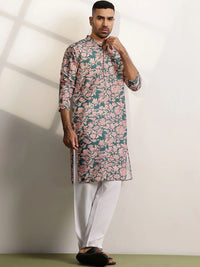 Anouk Men Floral Printed Regular Kurta with Trousers