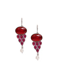 PANASH Silver Plated Cubic Zirconia Studded Drop Earrings