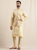 Anouk Mandarin Collar Straight Kurta With Pyjamas & Nehru Jacket