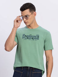 ADRO Typography Printed Round Neck Cotton T-shirt