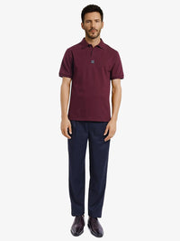 RARE RABBIT Men Solid Polo Collar Cotton T-shirt