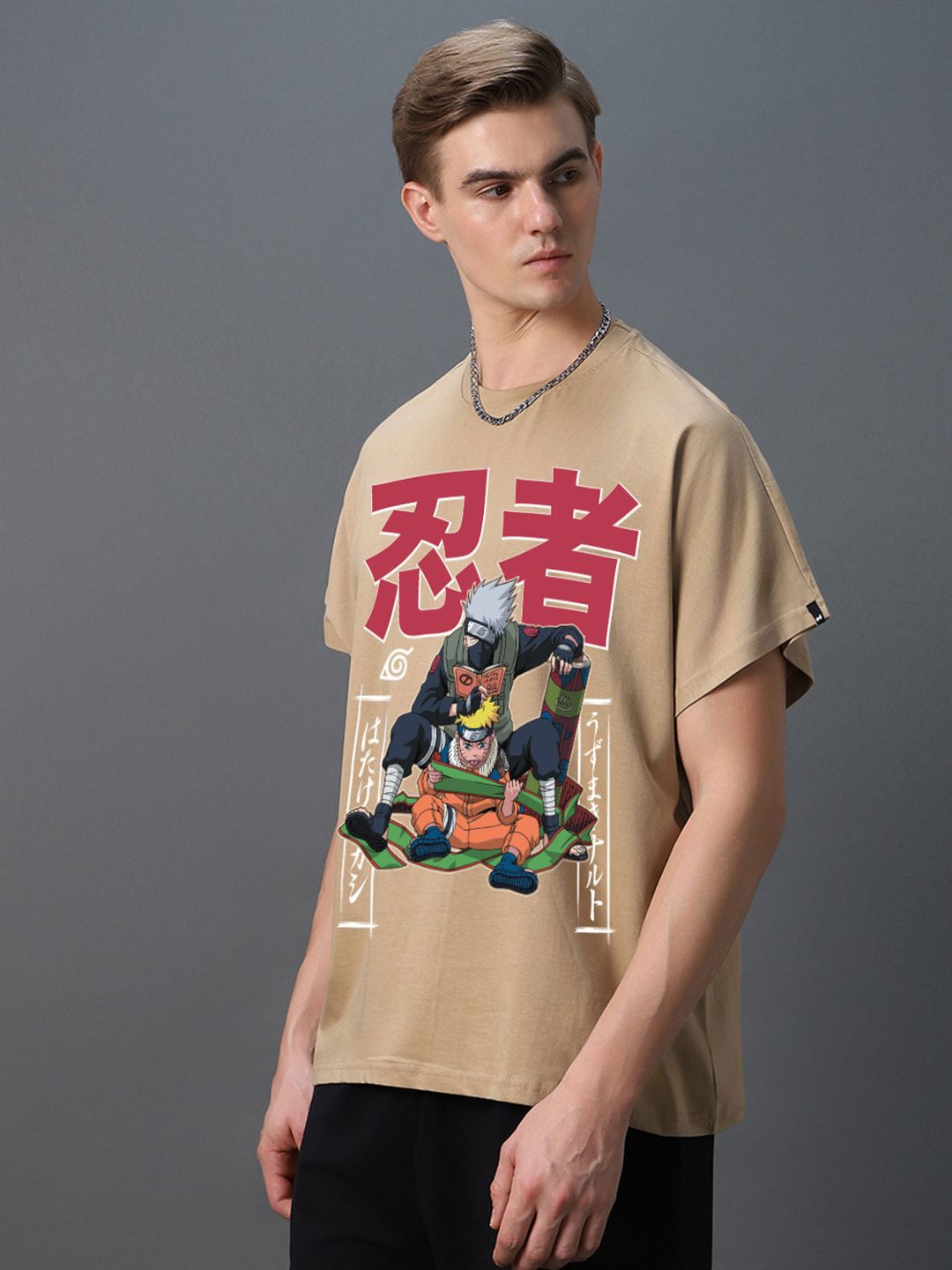 Bewakoof Men Graphic Printed Round Neck Pure Cotton Oversized T-shirt