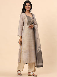 Mamicha Women Floral Embroidered Regular Pure Cotton Kurta with Palazzo & Dupatta