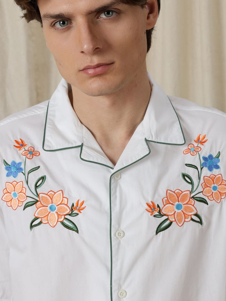 Eszett Flower Bouquet Floral Cotton Short Sleeves Shirt
