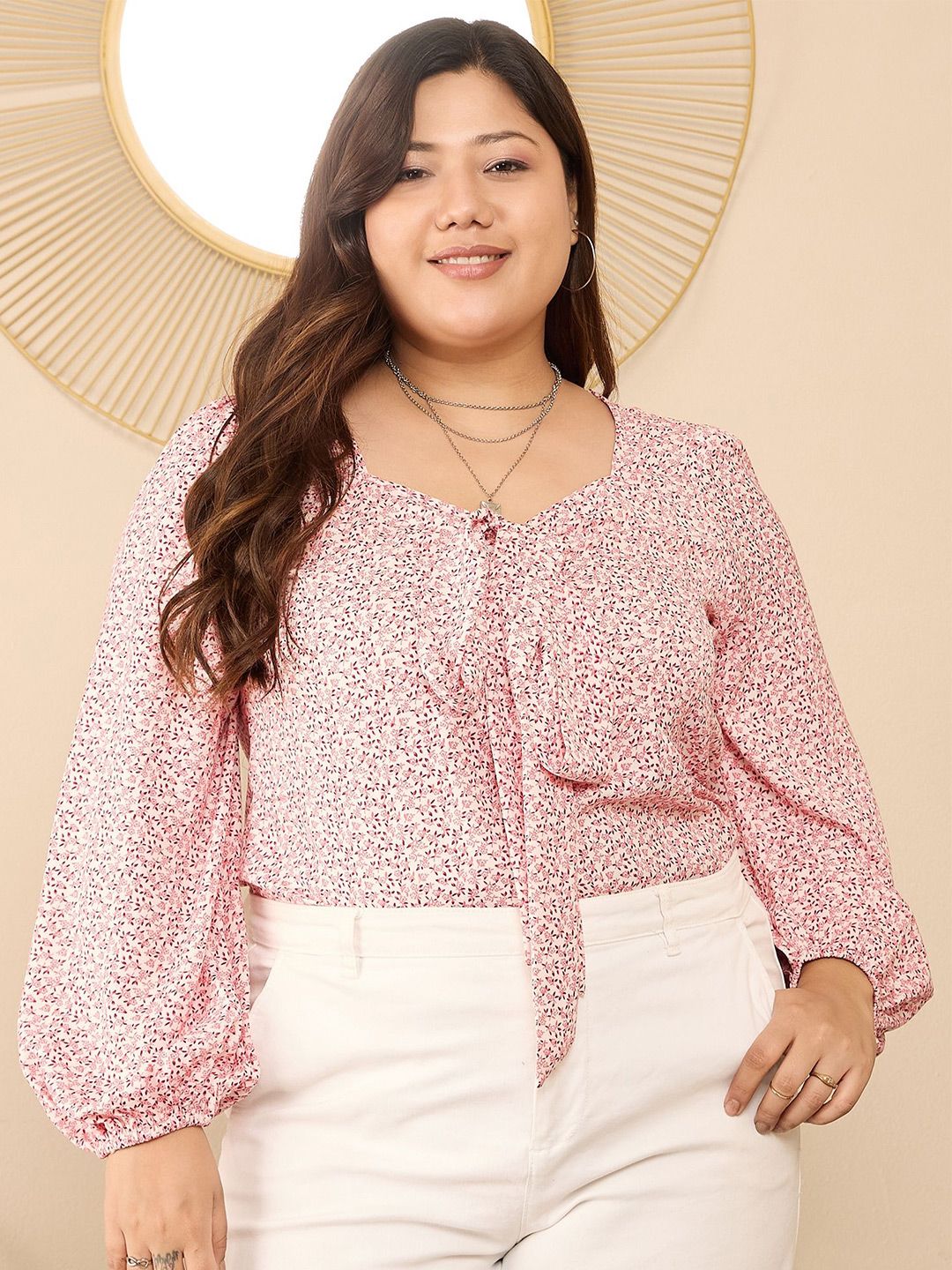 Berrylush Curve Floral Printed Plus Size Top