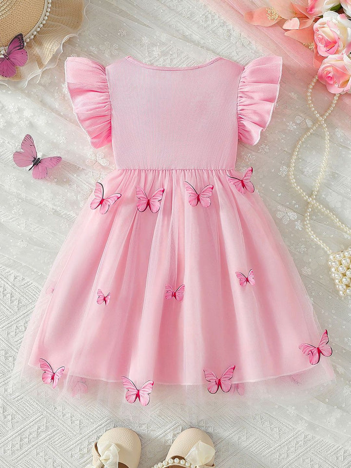 YK Girls Round Neck Fit & Flare Knee Length Dress