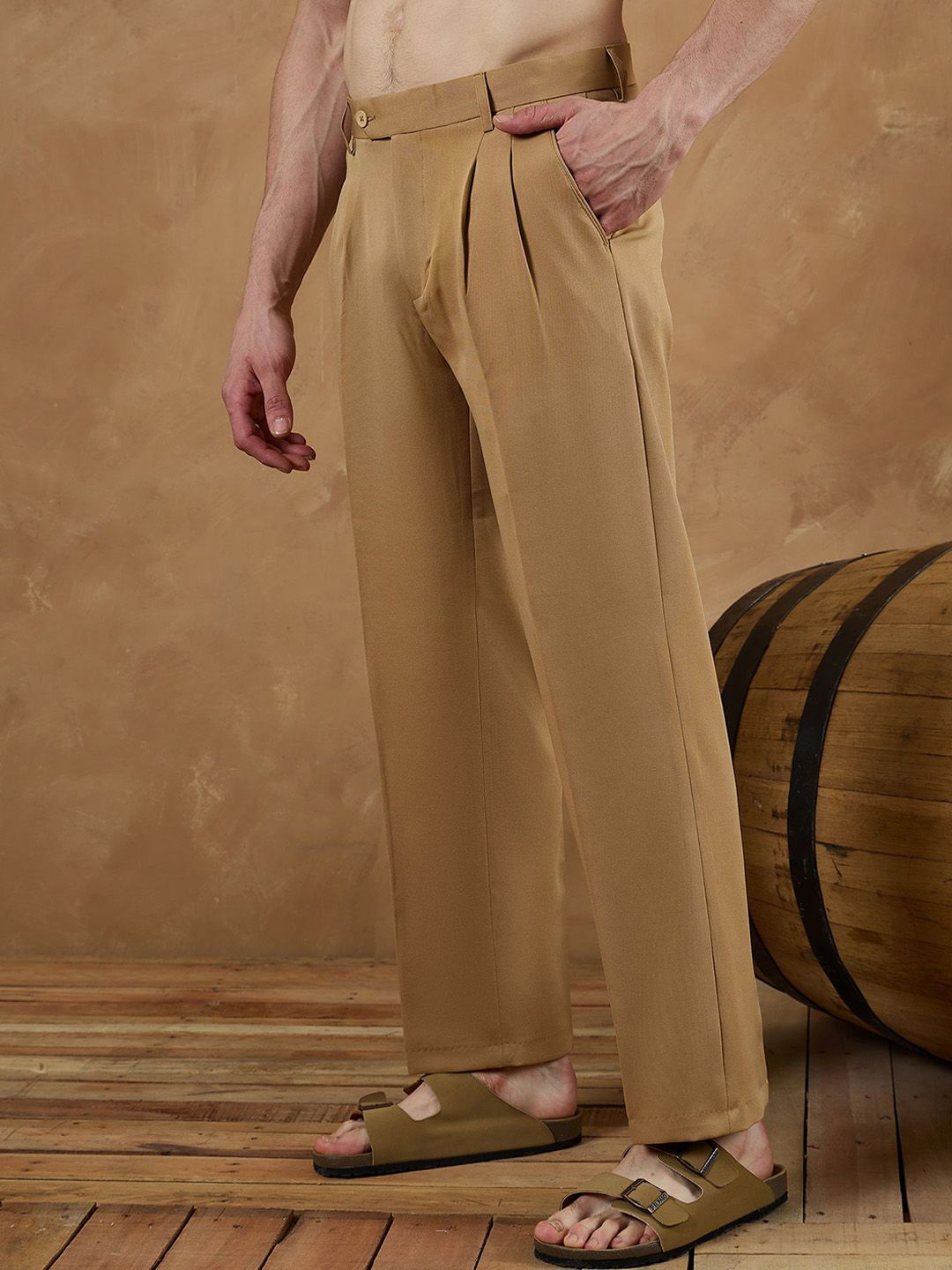 DENNISON Men Relaxed Baggy Easy Wash Pleated Korean Pants