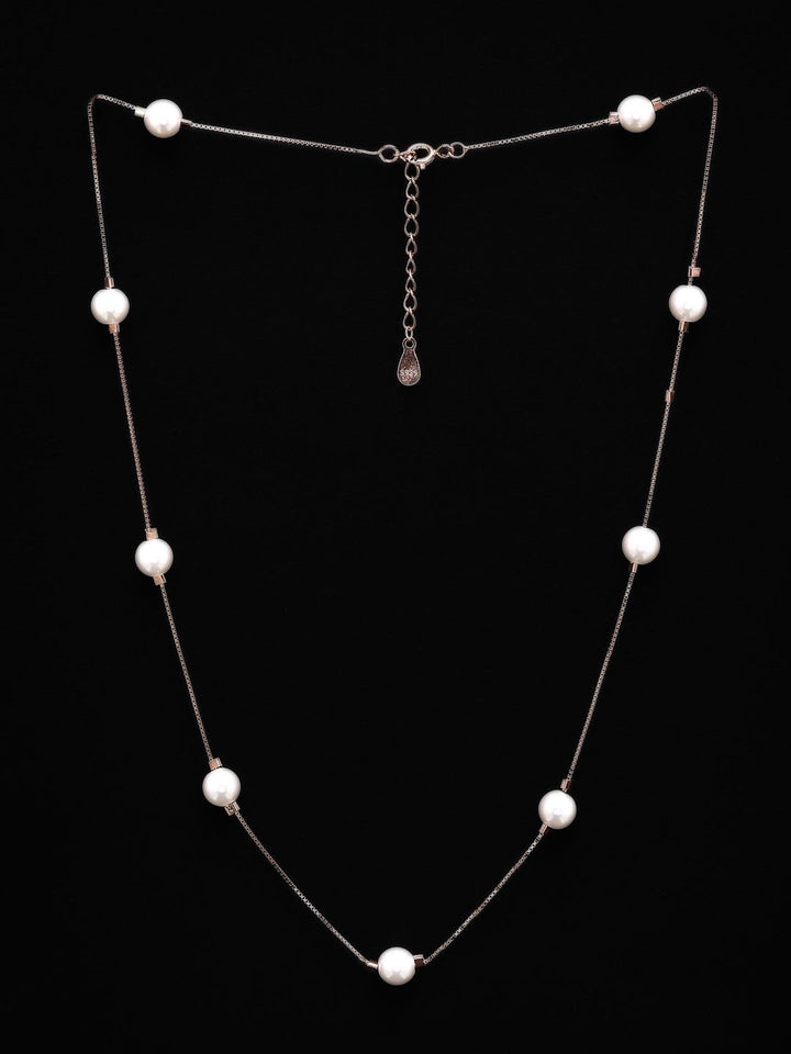 PANASH 925 Sterling Silver Rose Kalung Mutiara Shell Saduran Emas