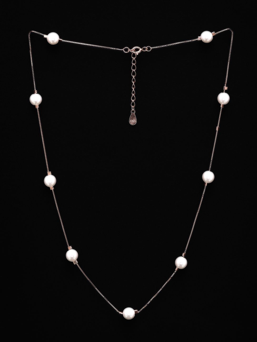 PANASH 925 Sterling Silver Rose Kalung Mutiara Shell Saduran Emas