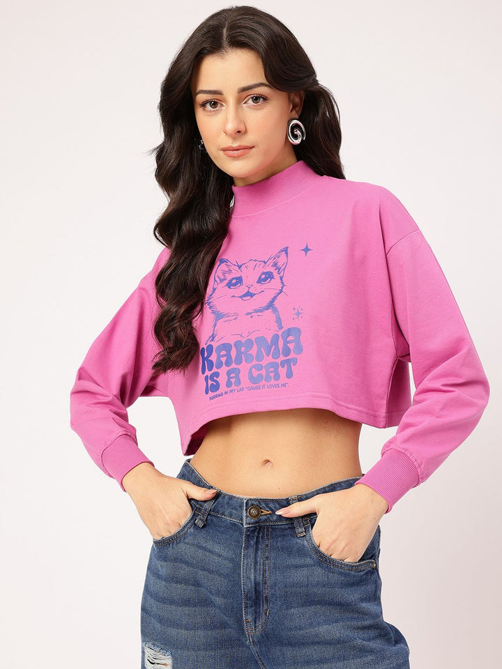 DressBerry Printed Crop Sweatshirt