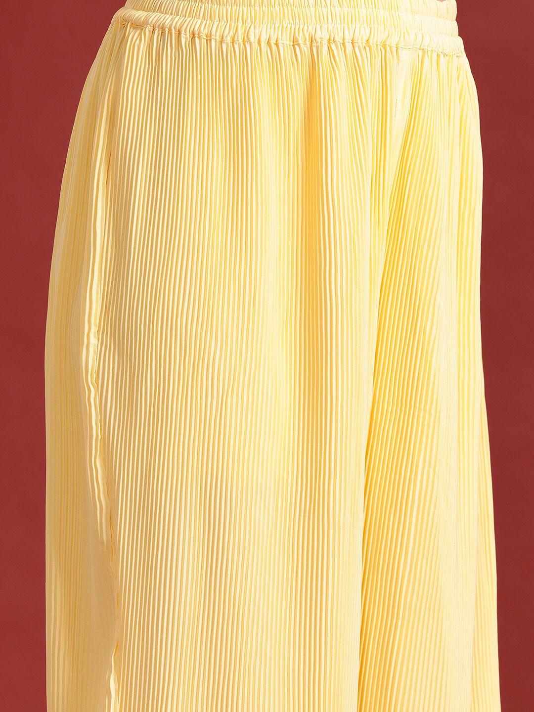 Anouk Printed High-Low Kurta with Pleated Palazzos