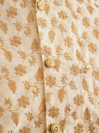 SOJANYA Motif Etnik Bercetak Kurta Kolar Mandarin Dengan Jaket Churidar Dan Nehru