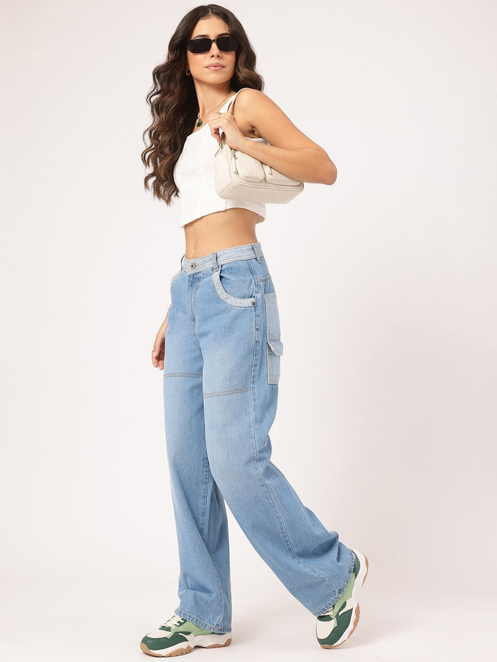 DressBerry Women Tailored Traces Baggy Jeans