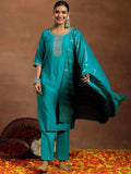 Gerua By Libas Floral Embroidered Straight Kurta with Trousers & With Dupatta