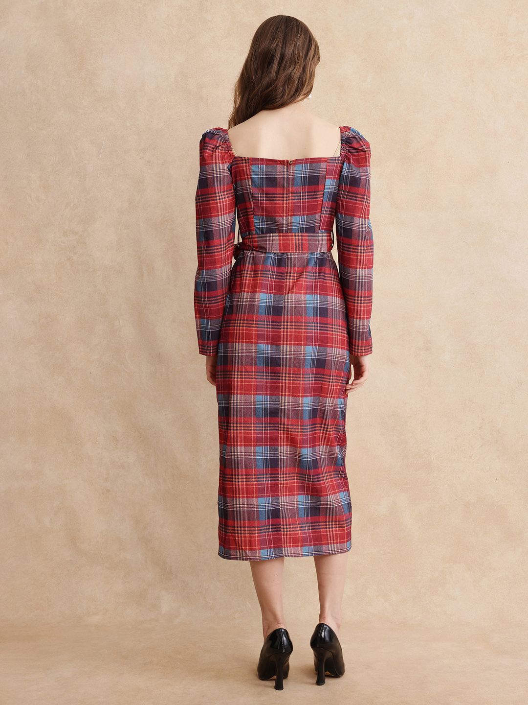 RAREISM Women Checked A-line Midi Dress
