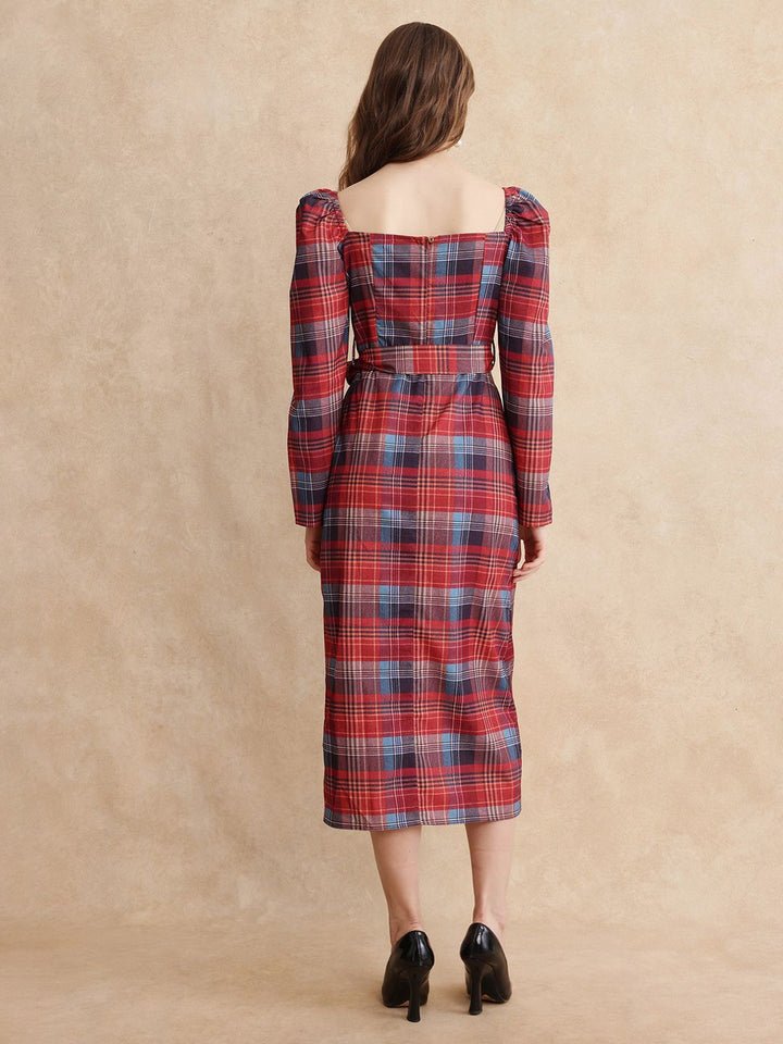 RAREISM Women Checked A-line Midi Dress