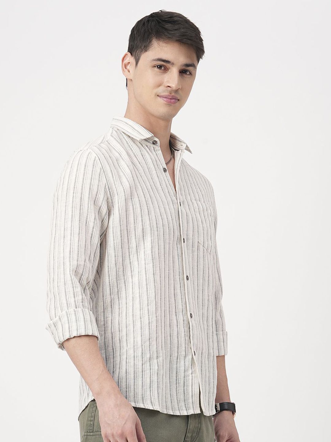 VASTRADO Men Classic Slim Fit Multi Stripes Opaque Striped Casual Shirt