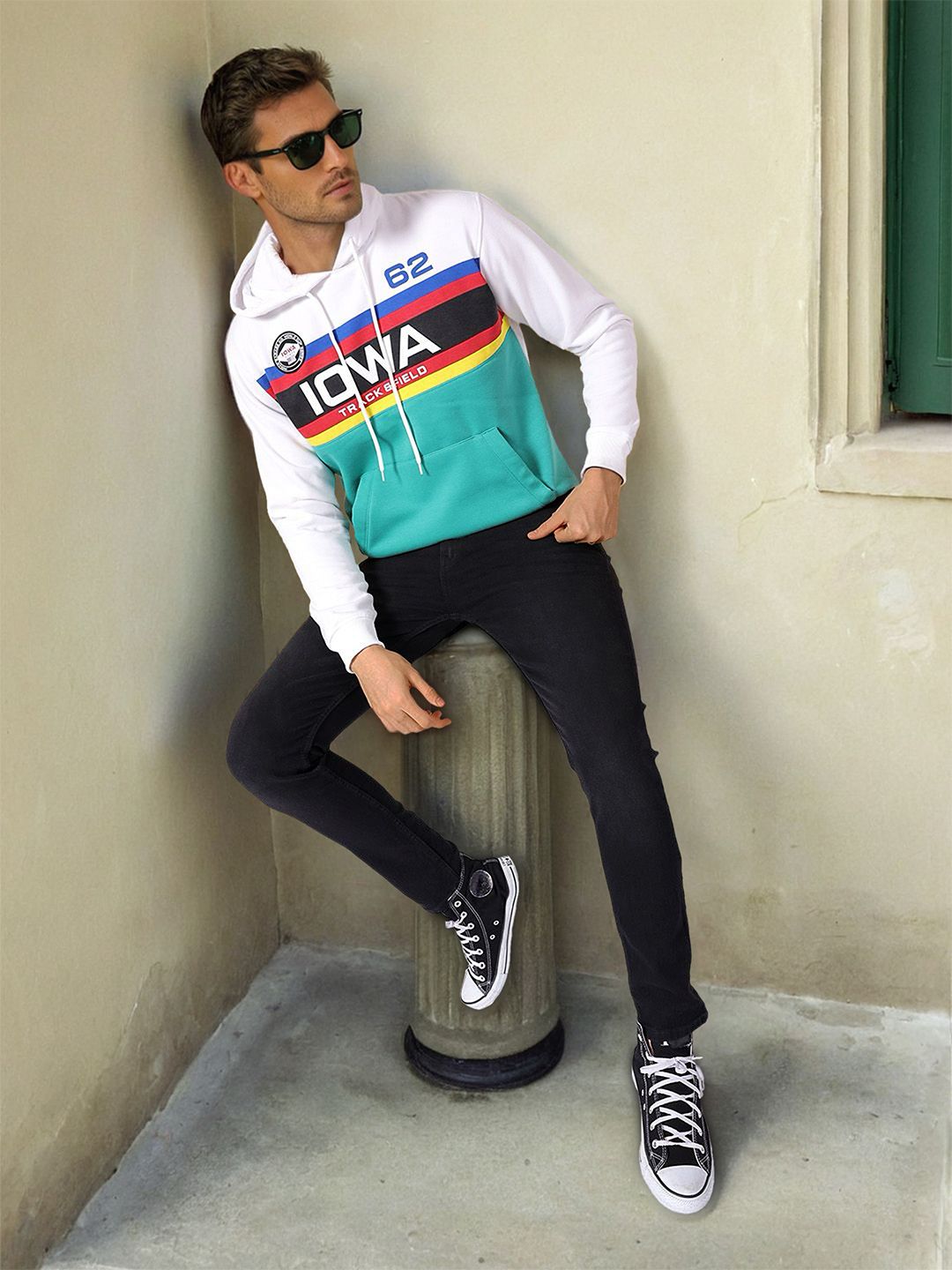 The Indian Garage Co Typography Printed Hooded Sweatshirt
