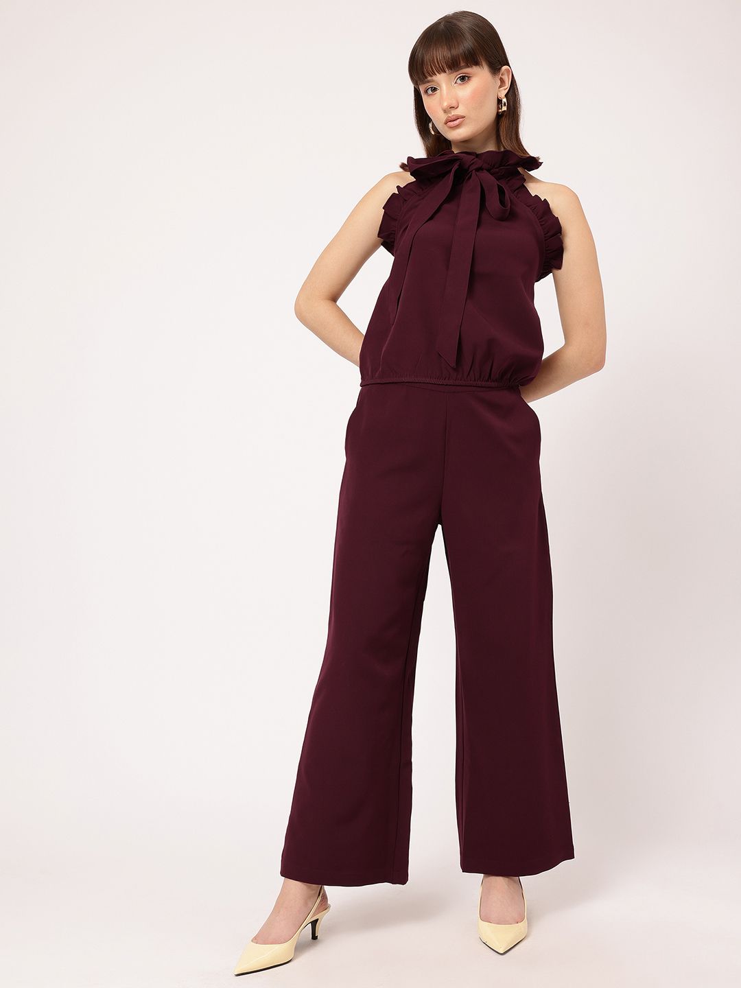 DressBerry Girlboss Glam Tie-Up Open-Back High Neck Co-Ords