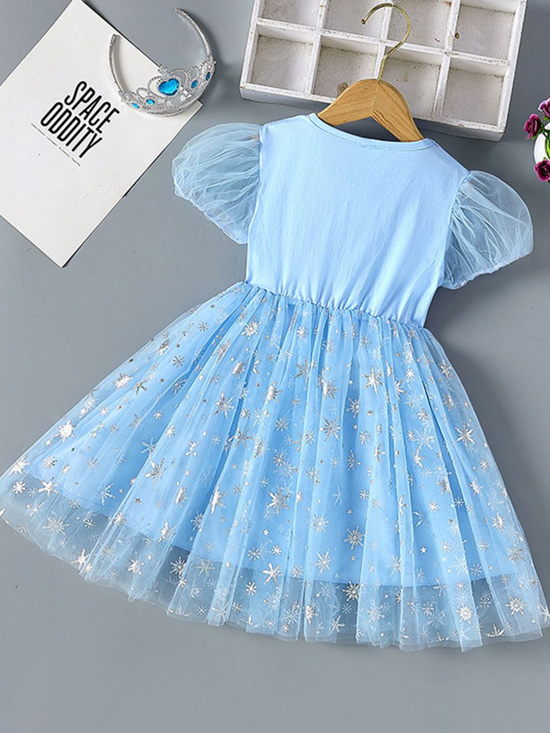 YK Girls Floral Gathered or Pleated Round Neck Fit & Flare Dress