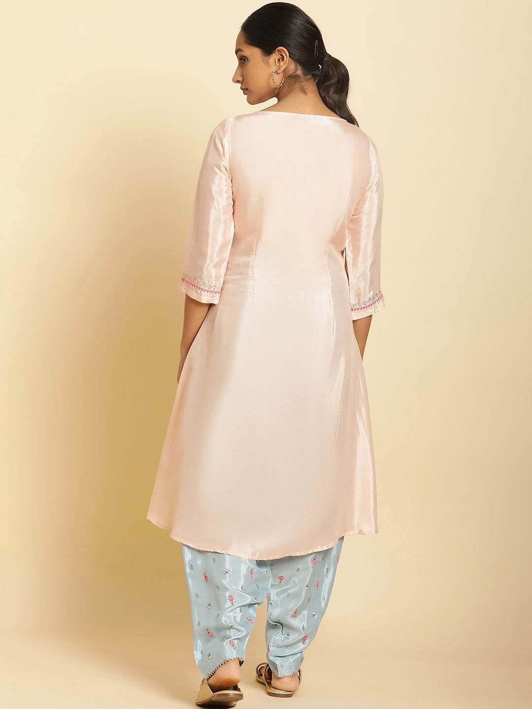W Floral Embroidered Thread Work A-Line Kurta