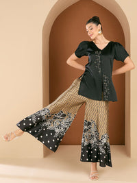 Antheaa Embellished V-Neck Top With Palazzos Co-Ords
