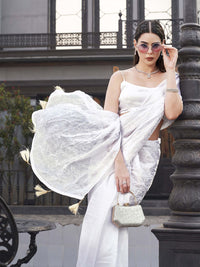 Tikhi Imli Crushed Pallu Half and Half Organza Saree