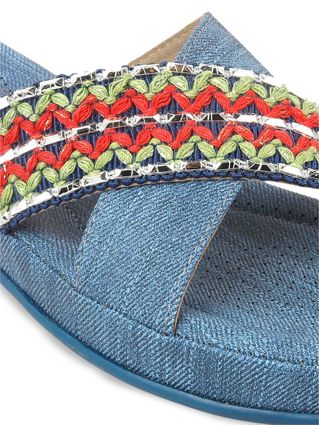 Mochi Women Embellished Open Toe Flats