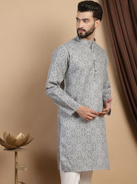 Anouk Mandarin Collar Long Sleeves Ethnic Motifs Cotton Kurta