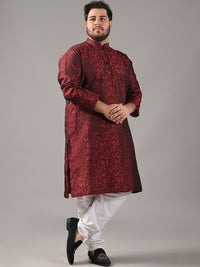 SOJANYA PLUS Size Geometric Woven Design Mandarin Collar Straight Kurta