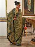 Saree mall Ethnic Motifs Beads and Stones Poly Crepe Block Print Sarees