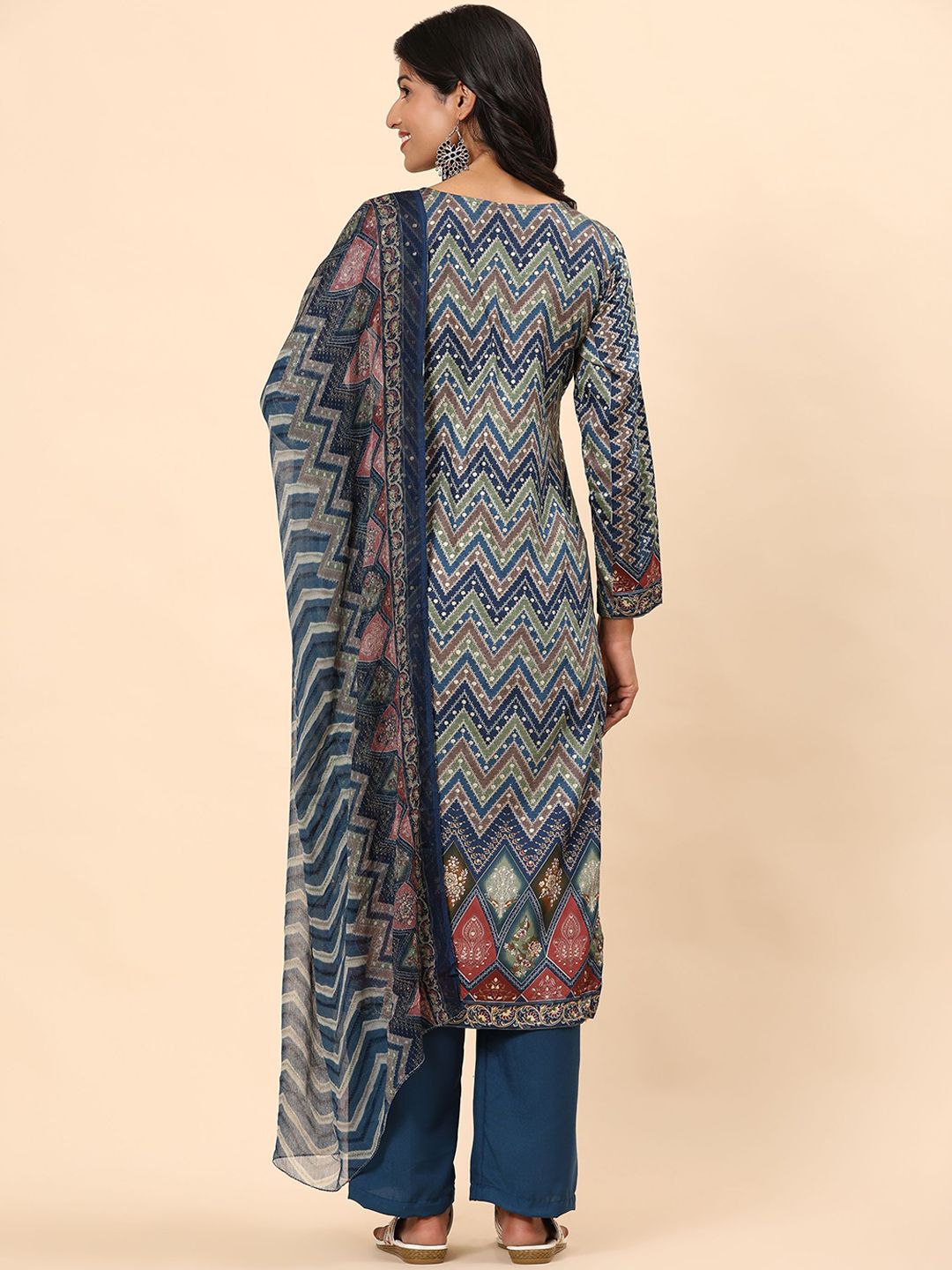 Mamicha Women Printed Regular Pure Cotton Kurta with Palazzos & With Dupatta
