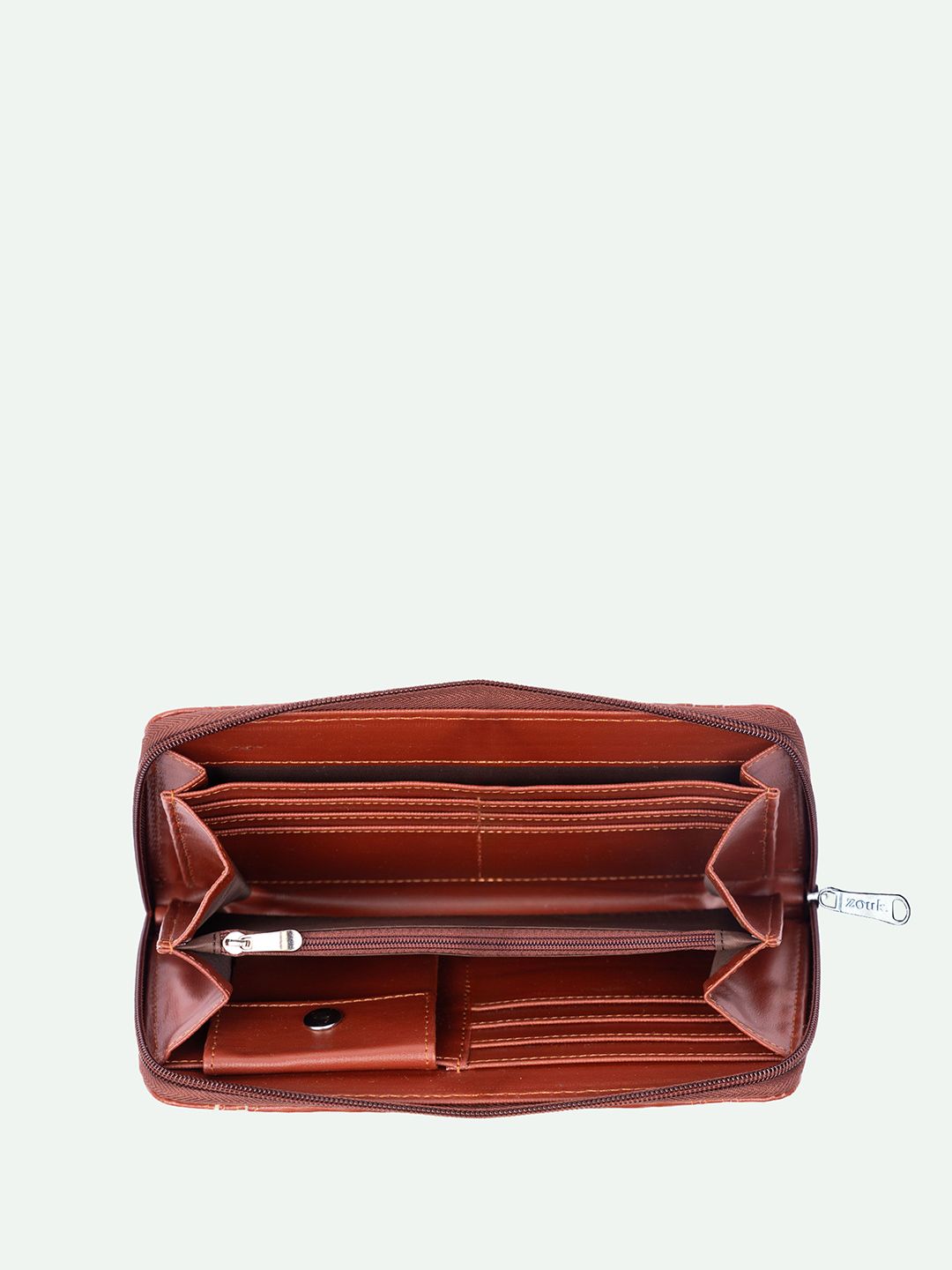 ZOUK Women Ethnic Motifs Printed Leather Zip Around Wallet