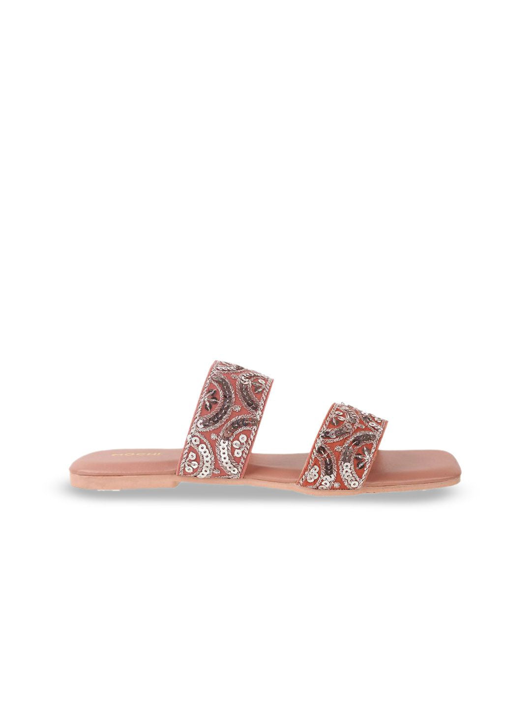 Mochi Women Embellished Open Toe Flats