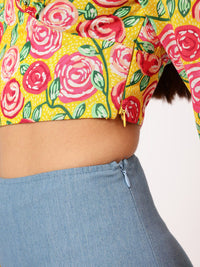 DressBerry Blush Blossom Floral Printed Empire Crop Top