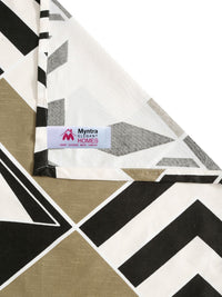 Myntra Elegant Homes Beige Geometric Cotton 300 TC King Cadar Halus dengan 2 Sarung Bantal-98 x 89 inci
