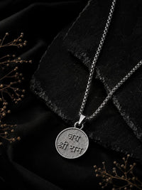 PANASH Men Brass Silver-Plated Oxidised Necklace