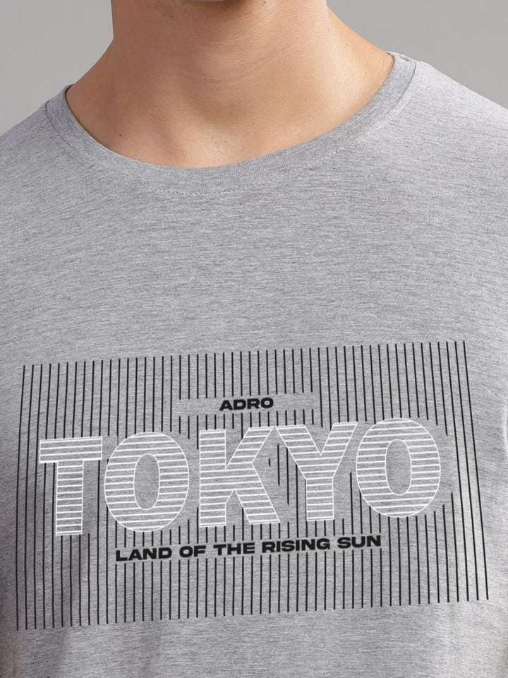 ADRO Typography Printed Round Neck Cotton T-shirt