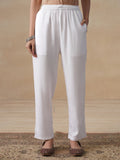 House of Chikankari Women White Rayon Solid Pant